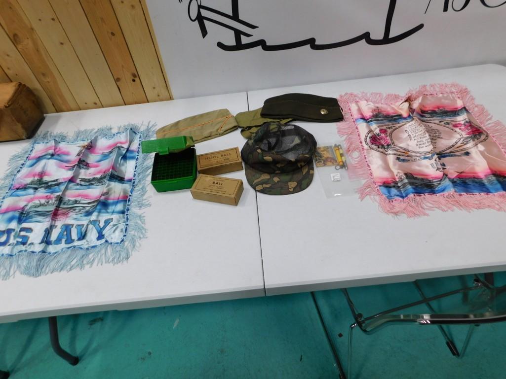 Military Lot incl Empty Ammo Boxes, Garrison Caps, Pillow Covers (1 of 6)