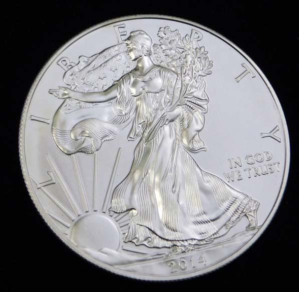2014 BU American Silver Eagle 1 oz Fine Silver Round (1 of 2)
