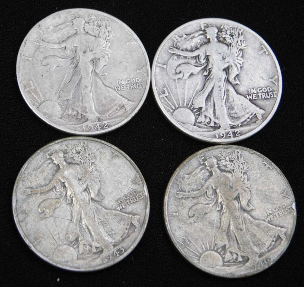 4 Walking Liberty Half Dollars 90% Silver (1 of 2)