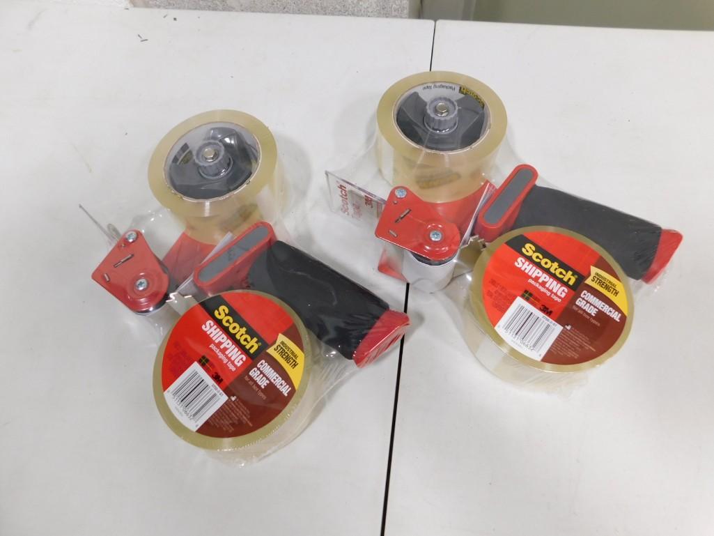 Set of 2 Scotch tape dispensers each with 2 rolls of tape (1 of 2)