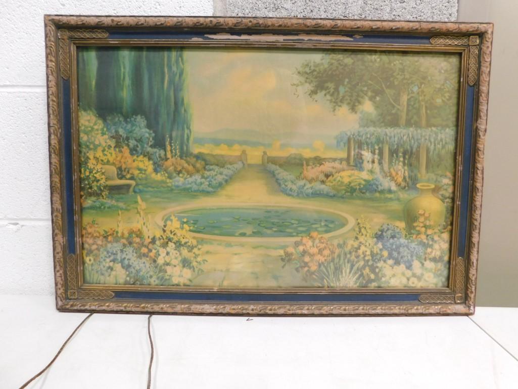 Vintage Framed Print - Garden scene (1 of 3)