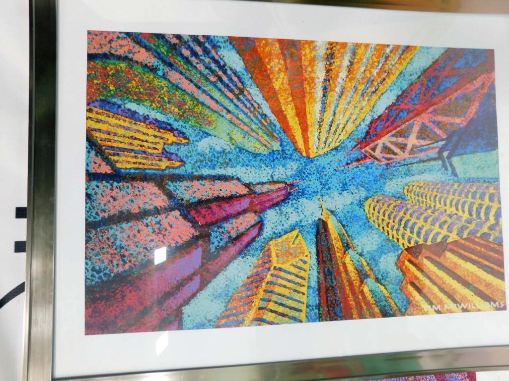 Tim McWilliams Signed Print of Chicago Skyscrapers: Tim McWilliams Signed Framed Print of Chicago Skyscrapers - measures roughly 26" x 17.5"