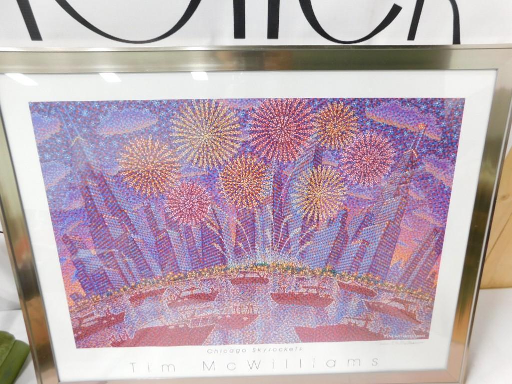 Tim McWilliams Signed Print "Chicago Skyrockets": Tim McWilliams Signed Framed Print "Chicago Skyrockets" - Measures roughly 20" x 26"