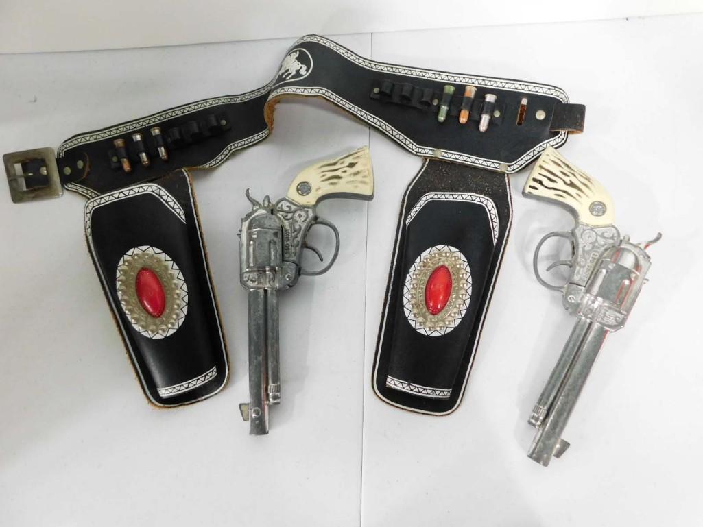 2 Vintage Toy Cap Guns with Leather Holsters (1 of 4)