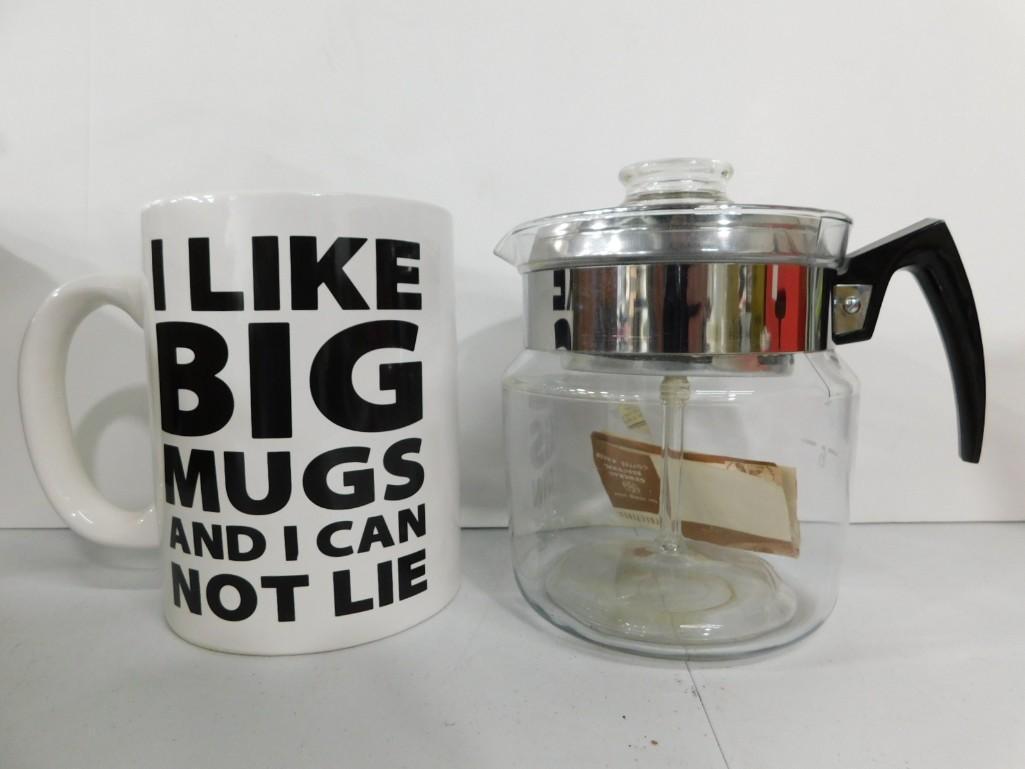 Vintage 1950s Pyrex Coffee Pot and Mug (1 of 3)