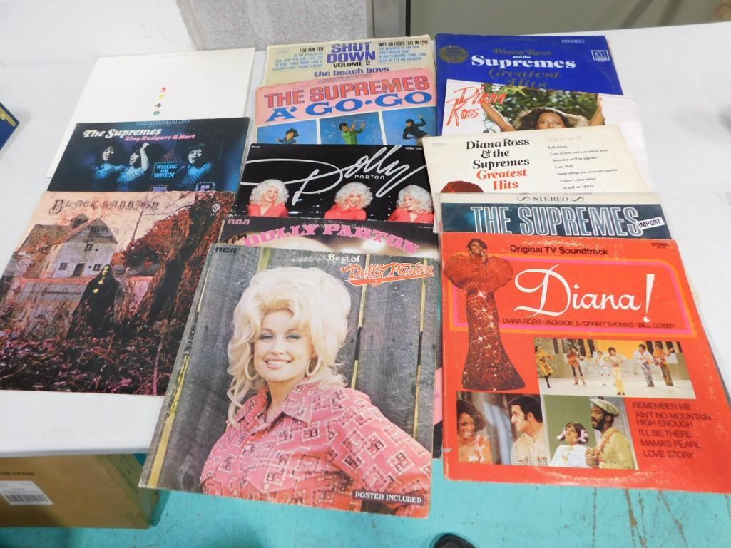 Lot of Vinyl Record Albums including Black Sabbath: Lot of Vinyl Record Albums including Black Sabbath, Elton John, Dolly Parton, Diana Ross, The Supremes, The Beach Boys, etc. Records are untested