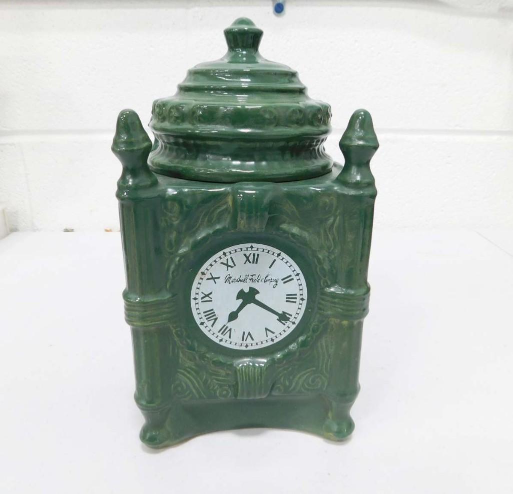 Vintage Marshall Fields Clock Candy Jar or Small Cookie Jar (1 of 6)