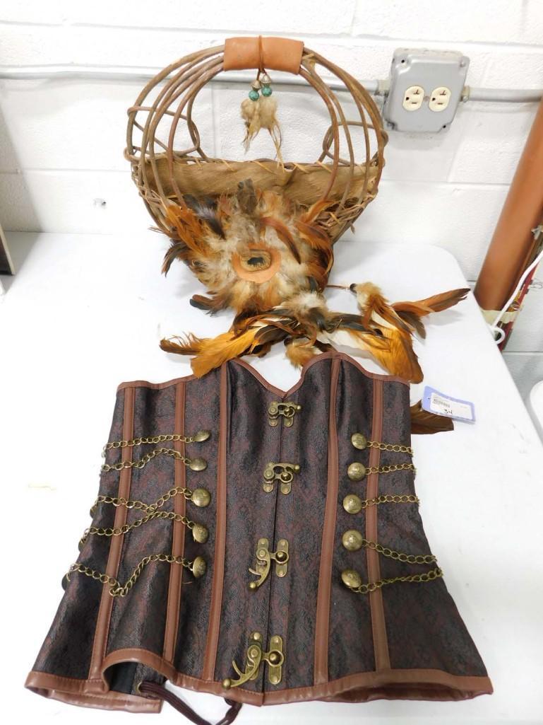 Steampunk Corset and a Decorative Basket with Feathers (1 of 6)