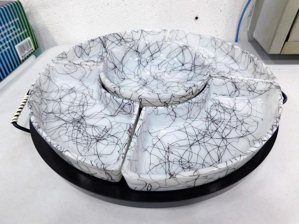 Mid Century Mod Lazy Susan with Spaghetti String Pattern (1 of 4)