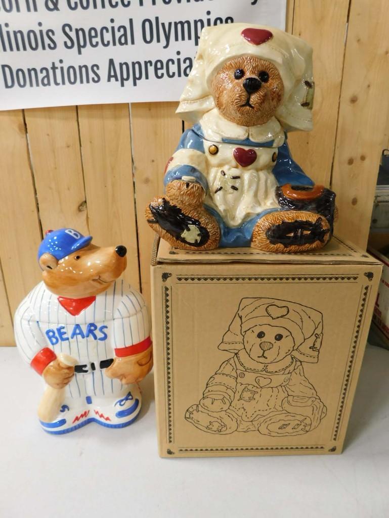 Boyds Bears Clara Warm Heart Cookie Jar and a Coco Dowley Baseball Bear Cookie Jar (1 of 7)