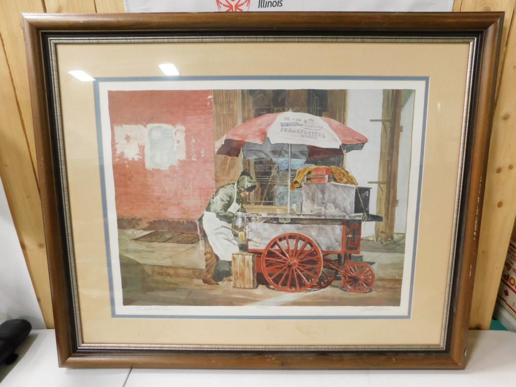 Rodell C Johnson "The Umbrella Room" Pencil Signed Print Framed and Matted (1 of 4)