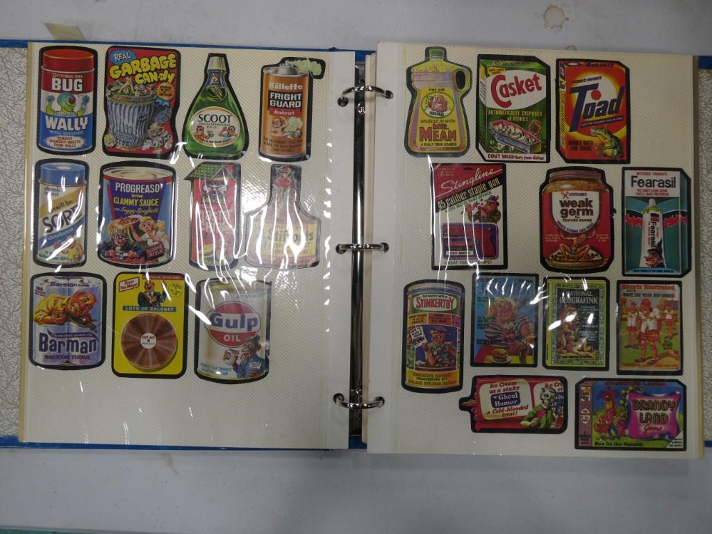 Binder of Wacky Packs, Garbage Pail Kids, and other assorted stickers: Binder of Wacky Packs, Garbage Pail Kids, and other assorted stickers . These are all stuck into the binder