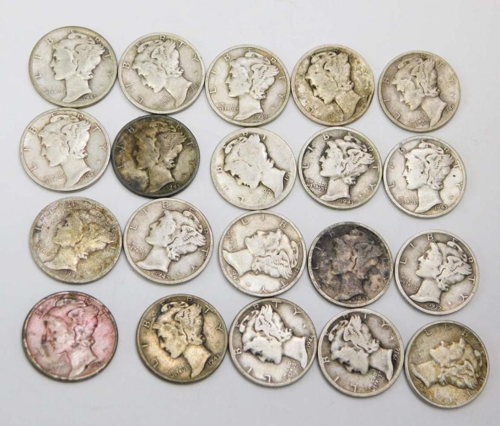 20 Mercury Dimes 90% Silver (1 of 2)