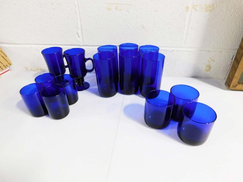 Lot of Cobalt Blue Glassware incl Libbey and Unmarked (1 of 5)