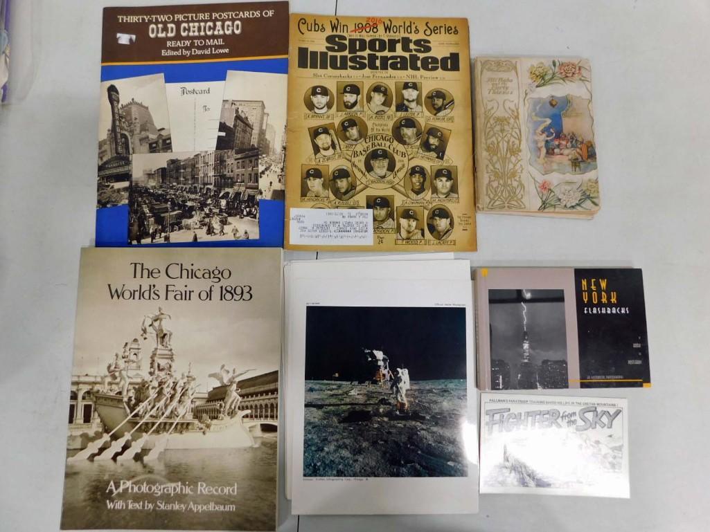 Books and Ephemera incl Official NASA Photograph Fact Sheets, The Chicago World's Fair of 1893 a Pho: Books and Ephemera incl Official NASA Photograph Fact Sheets, The Chicago World's Fair of 1893 a Photographic Record Book, New York Flashbacks, Fighter from the Sky Card, Cubs World's Series S