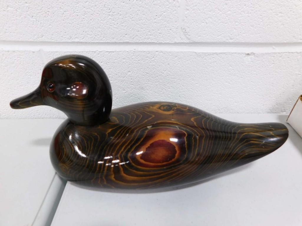 John E Bundy Carved Wood Duck Decoy Bundy & Company: John E Bundy Carved Wood Duck Decoy Bundy & Company Condition: has a few scratches, please see pictures.