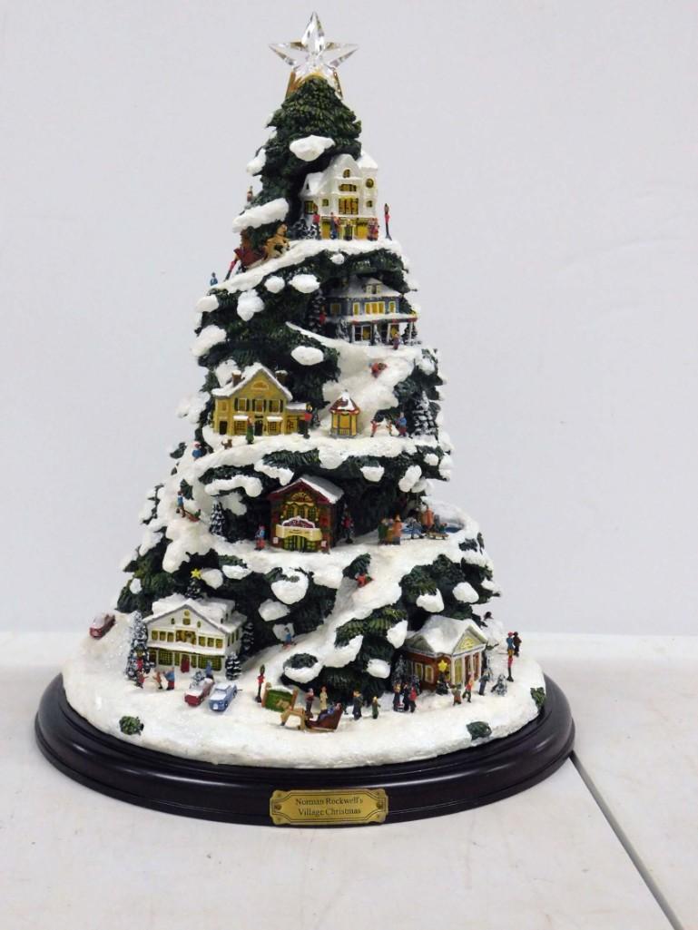 Norman Rockwell Village Christmas Illuminated Tree: Norman Rockwell Village Christmas Illuminated Tree