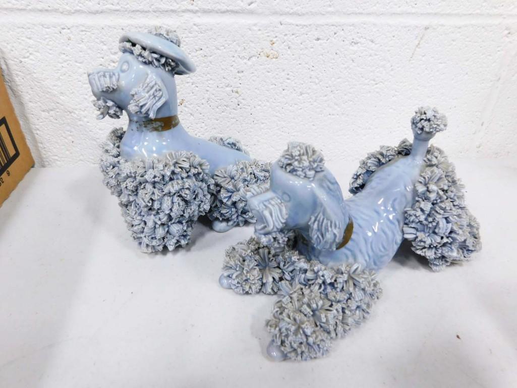 2 Vintage 1950s Blue Spaghetti Poodles or Dogs (1 of 6)