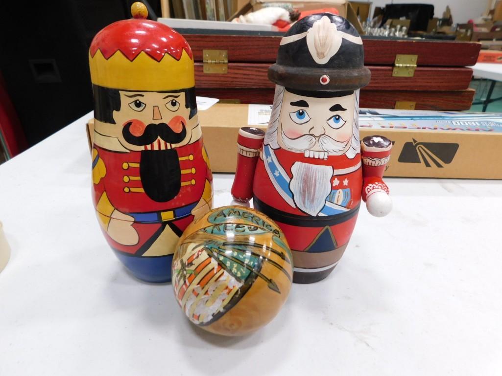 2 Christmas Soldier Nesting Dolls and an America Nesting Egg (1 of 9)