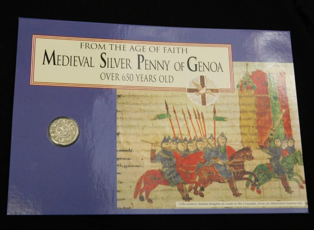 Medieval Silver Penny of Genoa Over 650 Years Old: Medieval Silver Penny of Genoa Over 650 Years Old From the Age of Faith