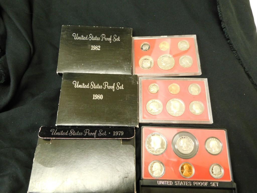 3 US Proof Sets incl 1979, 1980, 1982 Black Boxes (1 of 7)