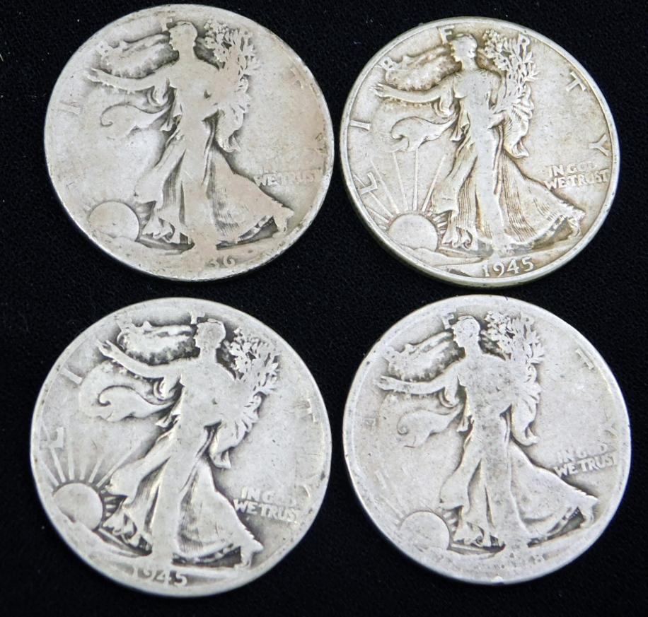 4 Walking Liberty Half Dollars 90% Silver (1 of 2)