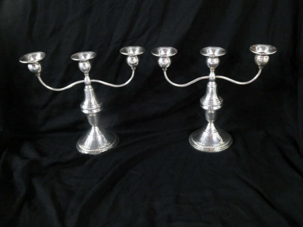 Pair of Weighted Sterling Silver Candlestick Holders (1 of 4)