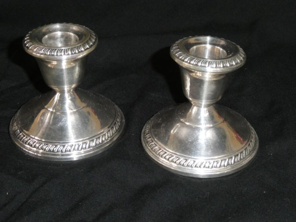 Pair of Weighted Sterling Silver Candlestick Holders (1 of 4)