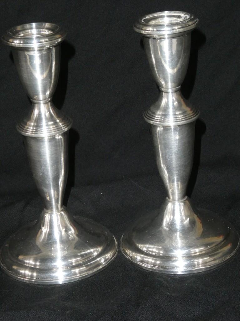 Pair of Weighted Sterling Silver Candlestick Holders (1 of 4)