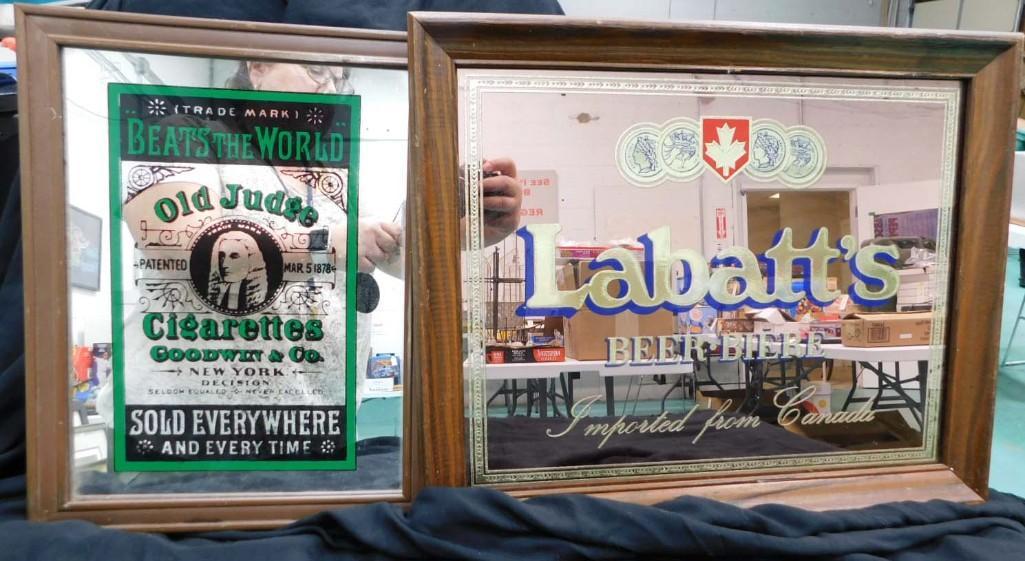 2 Advertising Mirrors incl Old Judge Cigarettes and Labatt's Beer (1 of 6)