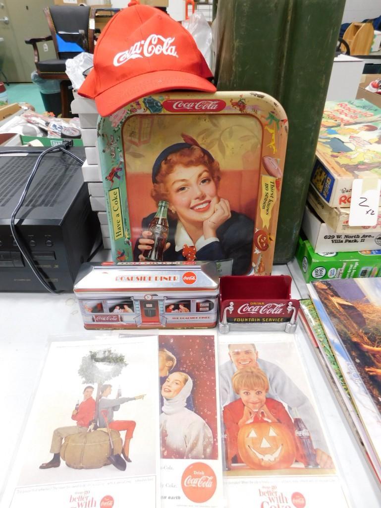 Coca Cola Lot incl Thirst Knows No Season Tray, Hat , Napkin Holder, Tin, (1 of 6)