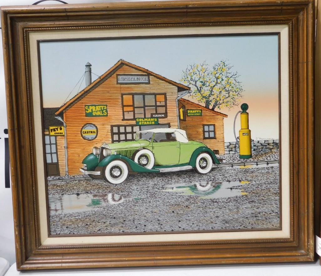 H Hargrove Painting on Canvas Framed approx 27"x30" (1 of 6)