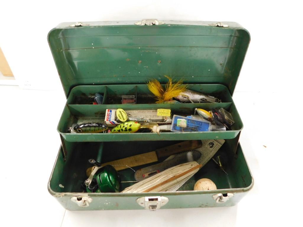 Vintage Fishing Tackle Box Full of Tackle: Vintage Fishing Tackle Box Full of Tackle . Includes a Johnson Century Model 100B Fishing Reel