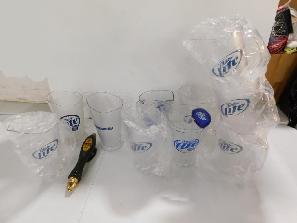Beer Items incl a Beck's Tapper, Beer Pitchers incl Miller, Lowenbrau, PBR, etc (1 of 5)