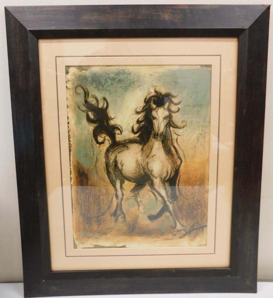 Mid Century Stallion Print Signed Lower Right (1 of 4)
