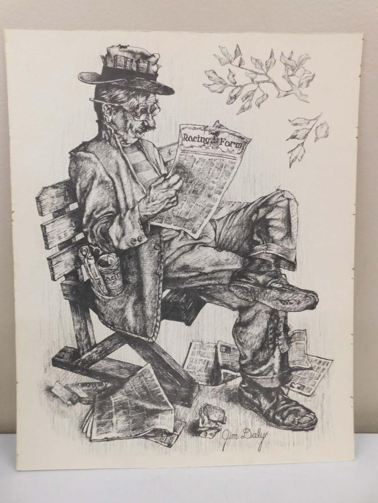 Jim Daly American Illustrator "Racing Form" Original Mid Century Lithograph (1 of 5)