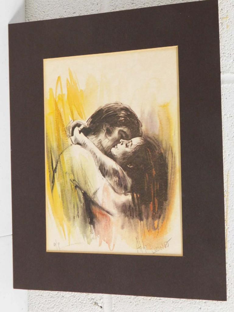 Aldo Luongo Listed Artist (B. 1941) Original 1971 Lithograph "Young Lovers" Pencil Signed A/P (1 of 7)