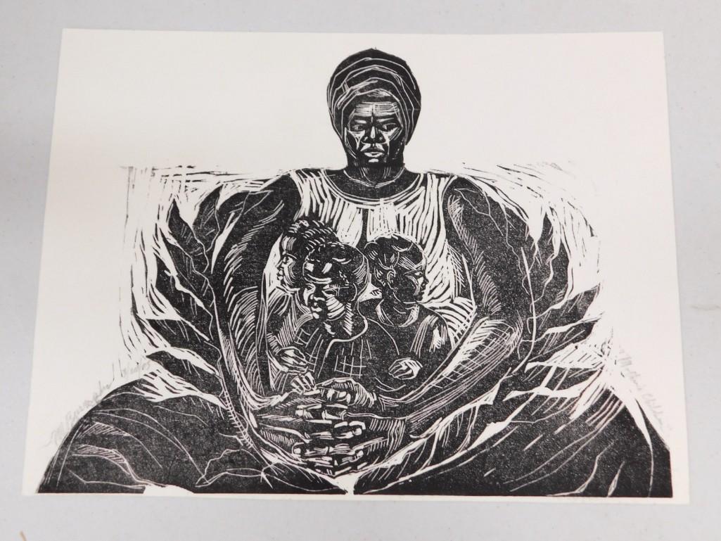 Attributed to Margaret Burroughs Listed Chicago Artist 1915-2010 Original Wood Cut (1 of 4)