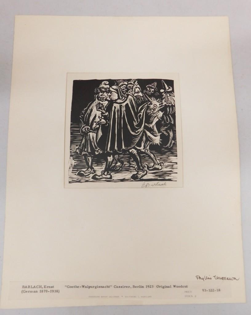 Ernst Heinrich Barlach Listed German Artist 1870-1938 Original 1923 Woodcut (1 of 4)