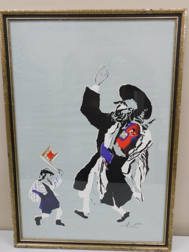 Holy Man with Child Original Lithograph or Silkscreen Artist Signed (1 of 4)