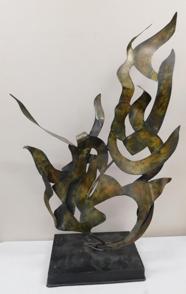 Attributed to Marc Weinstein Brutalist Metal Sculpture Signed on Bottom (1 of 2)