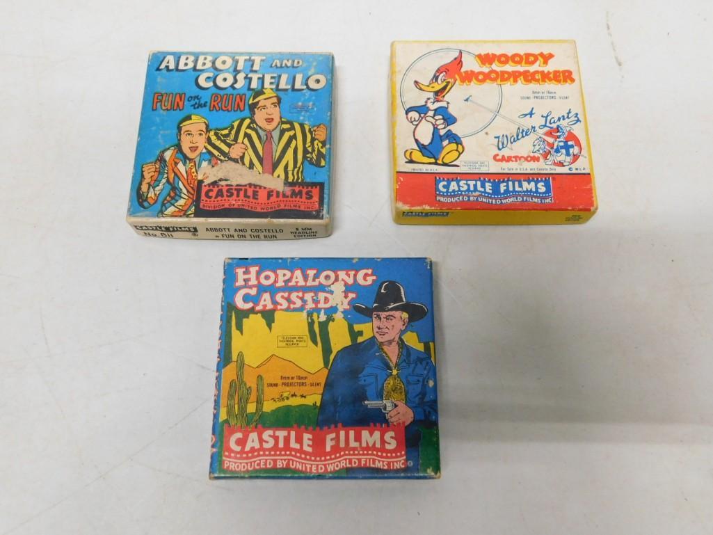 3 Vintage 8 mm Films incl Hopalong Cassidy, Abbott and Costello Fun on the Run, and Woody Woodpecker: 3 Vintage 8 mm Films incl Hopalong Cassidy, Abbott and Costello Fun on the Run, and Woody Woodpecker
