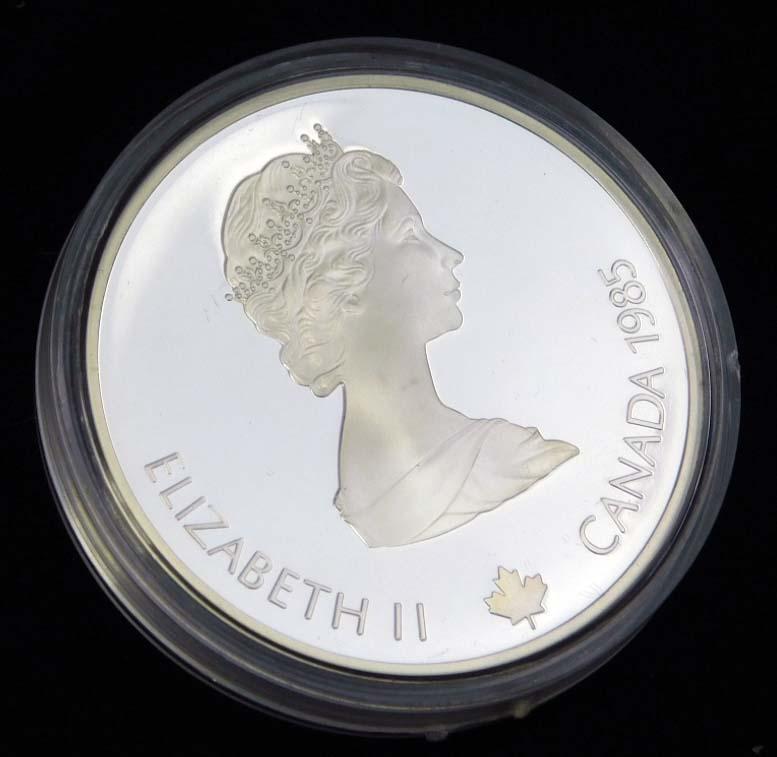 1985 Canada Old 1988 Calgary Olympics Skiing Silver $20 Coin (1 of 2)