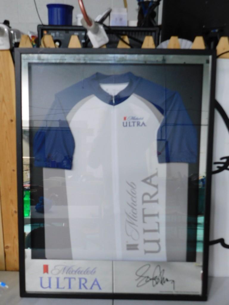 Michelob Ultra Lance Armstrong Framed Jersey Signature is Part of the Frame: Michelob Ultra Lance Armstrong Framed Jersey Signature is Part of the Frame (signed in plate)