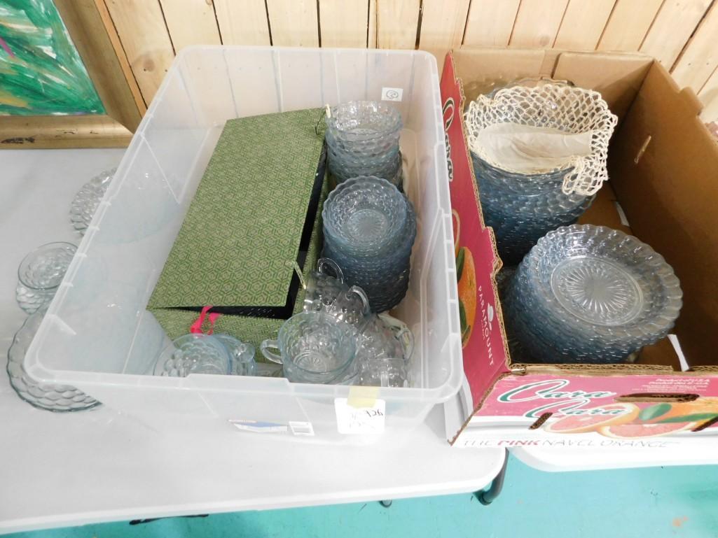 Set of Blue Anchor Hocking Bubble Depression Glass (1 of 6)