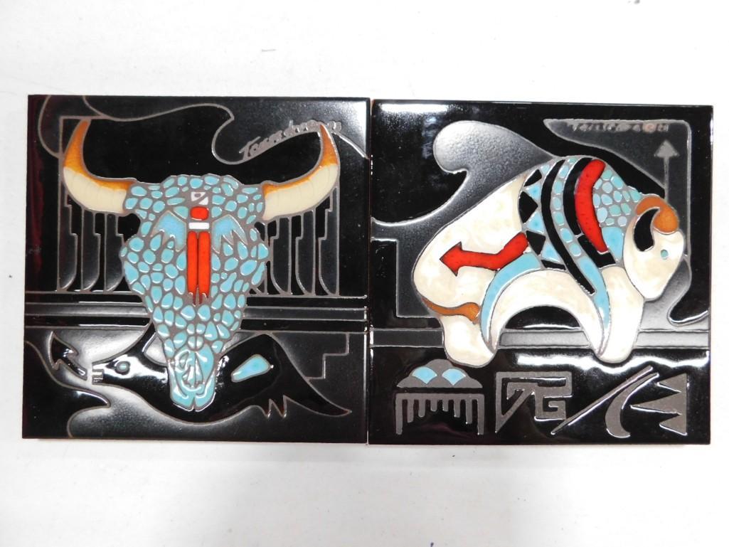 2 Decorative Ceramic Tiles by Cleo Teissedre (1 of 5)