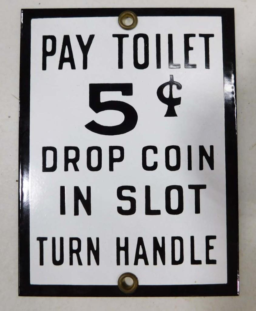 Small Porcelain Sign Pay Toilet (1 of 2)