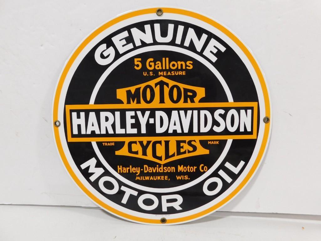 Ande Rooney Harley Davidson Motor Oil Porcelain Sign (1 of 2)