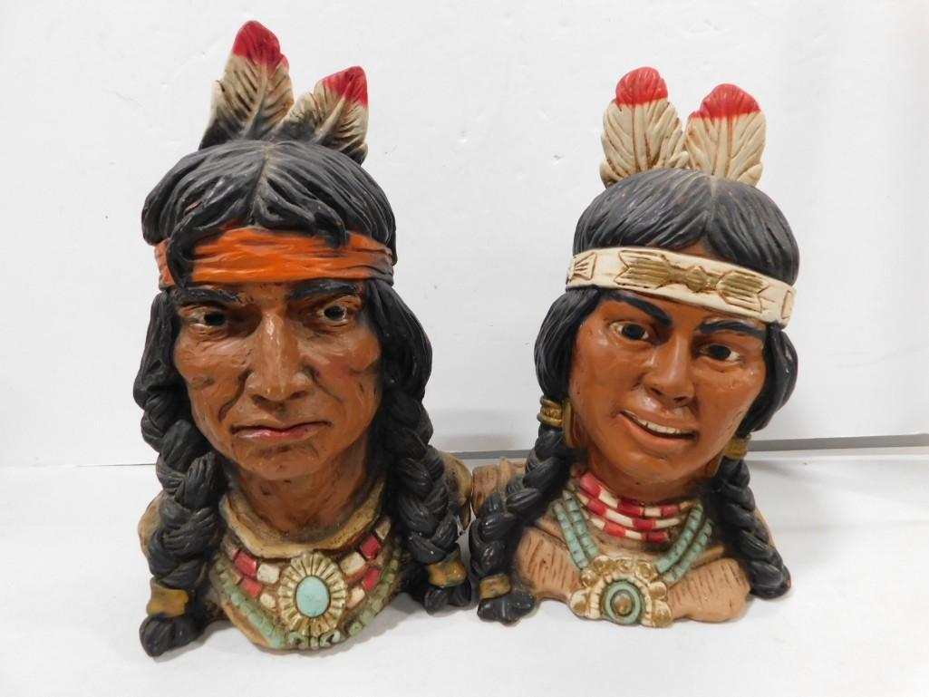 2 Busts of Native Americans by Universal Statuary Corp (1 of 4)