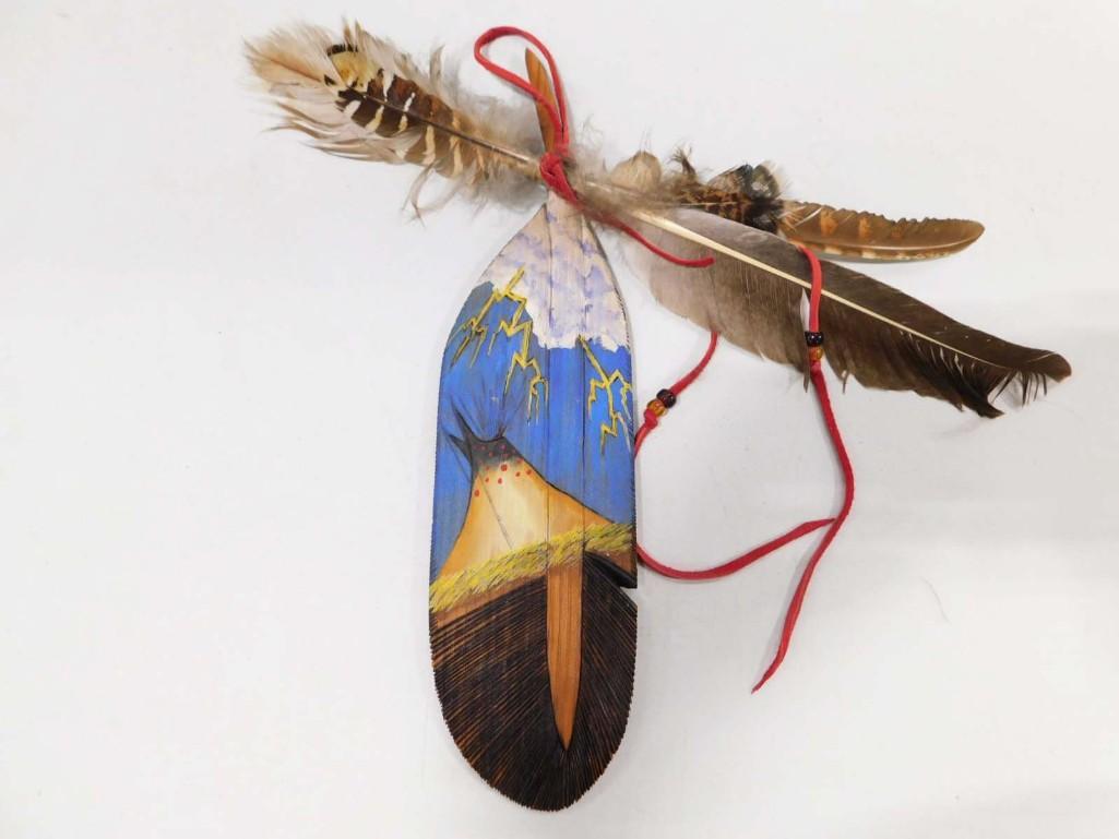 Feather Wall Hanging Hany Hands Studio Artist Shar Aweho Native American Styl (1 of 3)